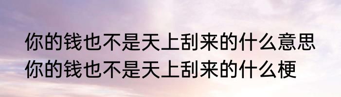 你的钱也不是天上刮来的什么意思  	你的钱也不是天上刮来的什么梗