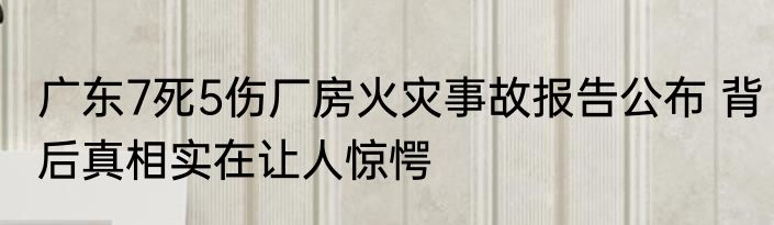 广东7死5伤厂房火灾事故报告公布 背后真相实在让人惊愕