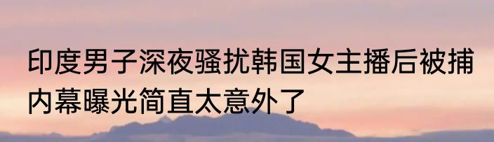 印度男子深夜骚扰韩国女主播后被捕 内幕曝光简直太意外了