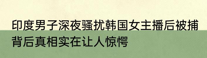 印度男子深夜骚扰韩国女主播后被捕 背后真相实在让人惊愕