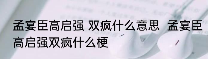 孟宴臣高启强 双疯什么意思  	孟宴臣高启强双疯什么梗