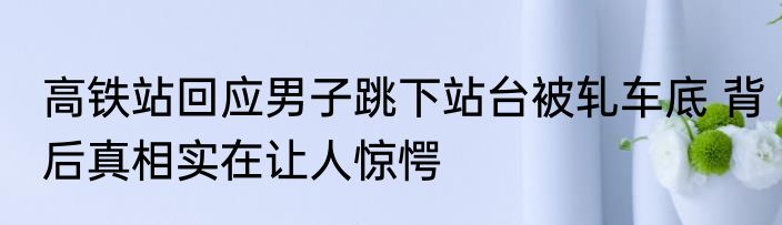 高铁站回应男子跳下站台被轧车底 背后真相实在让人惊愕
