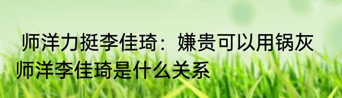  师洋力挺李佳琦：嫌贵可以用锅灰    师洋李佳琦是什么关系