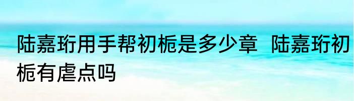 陆嘉珩用手帮初栀是多少章  陆嘉珩初栀有虐点吗