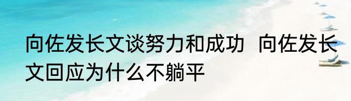 向佐发长文谈努力和成功  向佐发长文回应为什么不躺平 