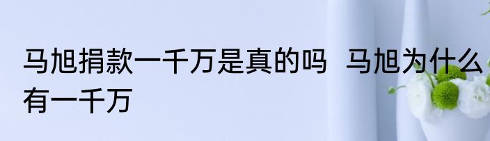 马旭捐款一千万是真的吗  马旭为什么有一千万