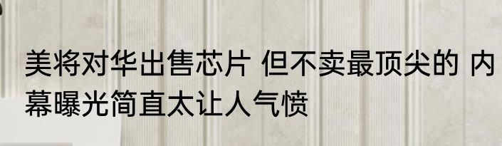 美将对华出售芯片 但不卖最顶尖的 内幕曝光简直太让人气愤
