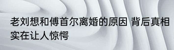 老刘想和傅首尔离婚的原因 背后真相实在让人惊愕