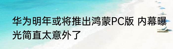 华为明年或将推出鸿蒙PC版 内幕曝光简直太意外了