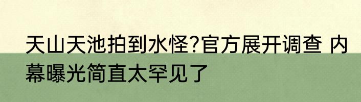 天山天池拍到水怪?官方展开调查 内幕曝光简直太罕见了