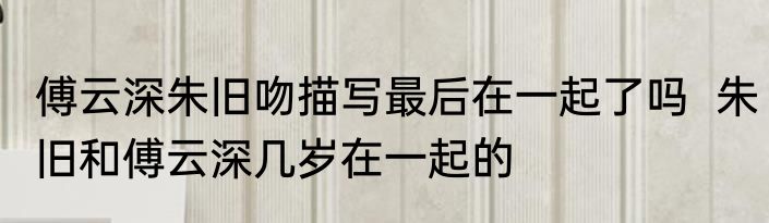 傅云深朱旧吻描写最后在一起了吗  朱旧和傅云深几岁在一起的