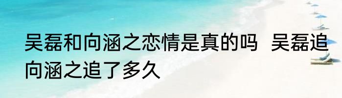 吴磊和向涵之恋情是真的吗  吴磊追向涵之追了多久