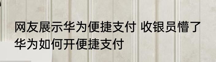 网友展示华为便捷支付 收银员懵了  华为如何开便捷支付