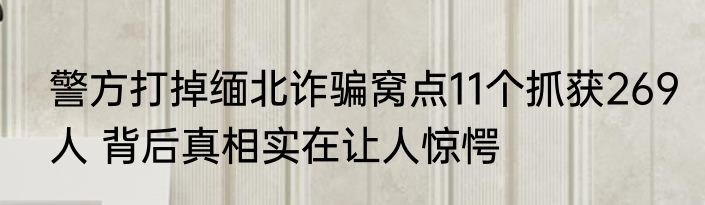警方打掉缅北诈骗窝点11个抓获269人 背后真相实在让人惊愕