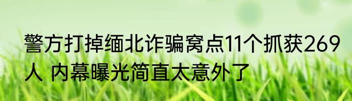 警方打掉缅北诈骗窝点11个抓获269人 内幕曝光简直太意外了