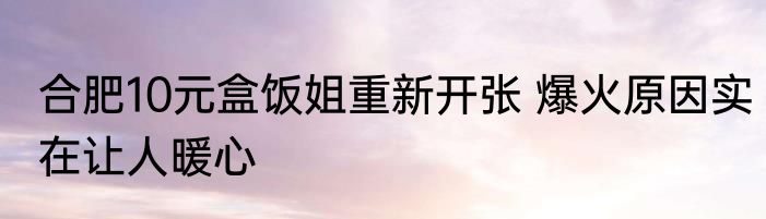 合肥10元盒饭姐重新开张 爆火原因实在让人暖心