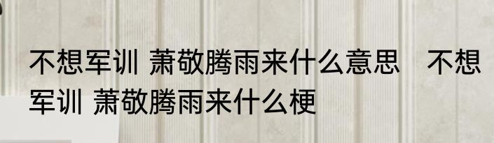 不想军训 萧敬腾雨来什么意思   不想军训 萧敬腾雨来什么梗