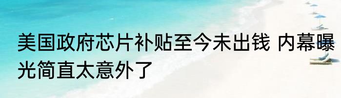 美国政府芯片补贴至今未出钱 内幕曝光简直太意外了