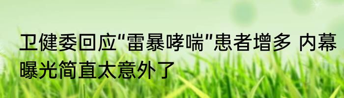 卫健委回应“雷暴哮喘”患者增多 内幕曝光简直太意外了