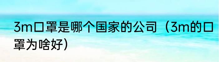 3m口罩是哪个国家的公司（3m的口罩为啥好）