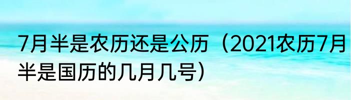 7月半是农历还是公历（2021农历7月半是国历的几月几号）