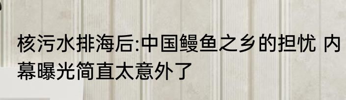 核污水排海后:中国鳗鱼之乡的担忧 内幕曝光简直太意外了
