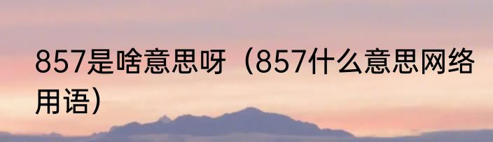 857是啥意思呀（857什么意思网络用语）