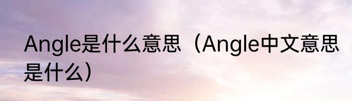 Angle是什么意思（Angle中文意思是什么）