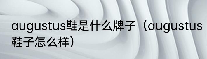 augustus鞋是什么牌子（augustus鞋子怎么样）