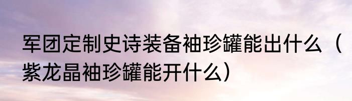 军团定制史诗装备袖珍罐能出什么（紫龙晶袖珍罐能开什么）
