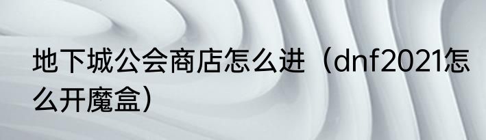 地下城公会商店怎么进（dnf2021怎么开魔盒）