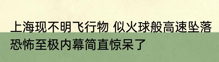 上海现不明飞行物 似火球般高速坠落 恐怖至极内幕简直惊呆了