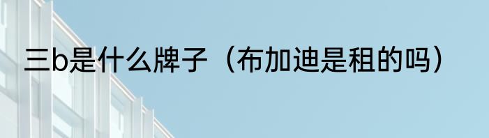 三b是什么牌子（布加迪是租的吗）