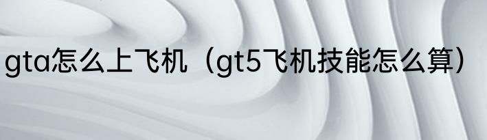 gta怎么上飞机（gt5飞机技能怎么算）