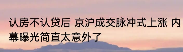 认房不认贷后 京沪成交脉冲式上涨 内幕曝光简直太意外了