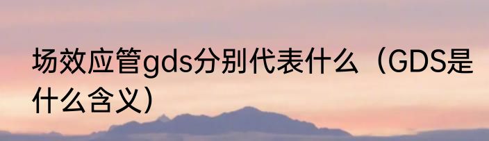 场效应管gds分别代表什么（GDS是什么含义）