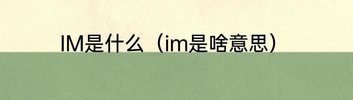 IM是什么（im是啥意思）
