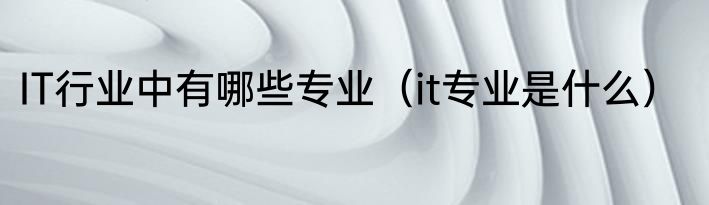 IT行业中有哪些专业（it专业是什么）