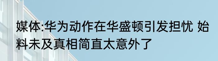 媒体:华为动作在华盛顿引发担忧 始料未及真相简直太意外了