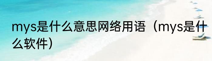 mys是什么意思网络用语（mys是什么软件）