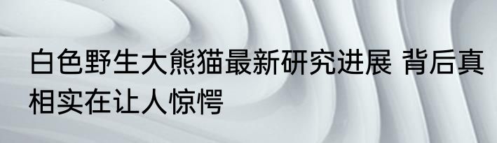 白色野生大熊猫最新研究进展 背后真相实在让人惊愕
