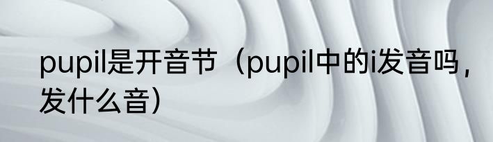 pupil是开音节（pupil中的i发音吗，发什么音）
