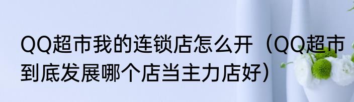 QQ超市我的连锁店怎么开（QQ超市到底发展哪个店当主力店好）