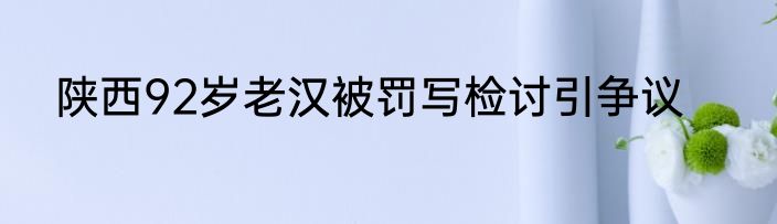 陕西92岁老汉被罚写检讨引争议