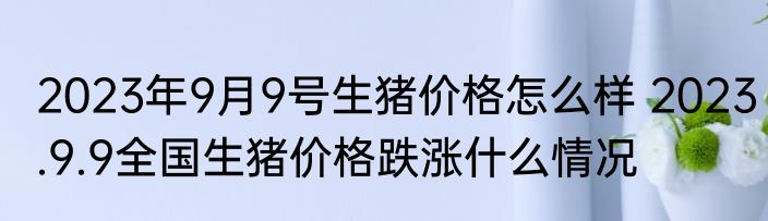 2023年9月9号生猪价格怎么样 2023.9.9全国生猪价格跌涨什么情况