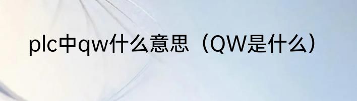 plc中qw什么意思（QW是什么）