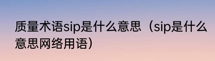 质量术语sip是什么意思（sip是什么意思网络用语）