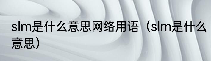 slm是什么意思网络用语（slm是什么意思）