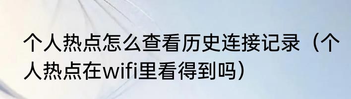 个人热点怎么查看历史连接记录（个人热点在wifi里看得到吗）