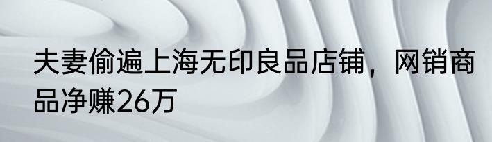 夫妻偷遍上海无印良品店铺，网销商品净赚26万
